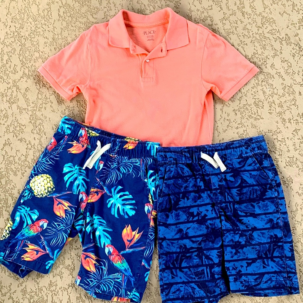 The Childrens Place Tropical Print Pull On Shorts Set